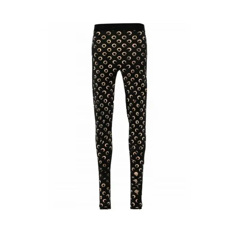 Ice Silk Leggings for Women High Waisted Stretchy Solid Color Moon Print Retro Tummy Control Versatile Pants