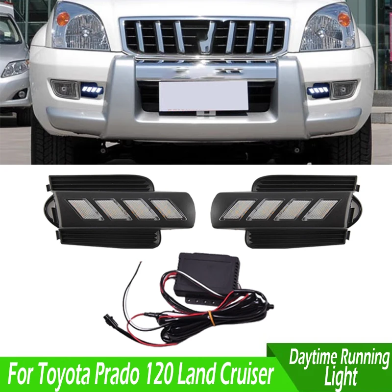 For Toyota Prado 120 Land Cruiser LC120 FJ120 2003-2009 1 Set LED Front DRL Daytime Running Light With Controller Wire Harness