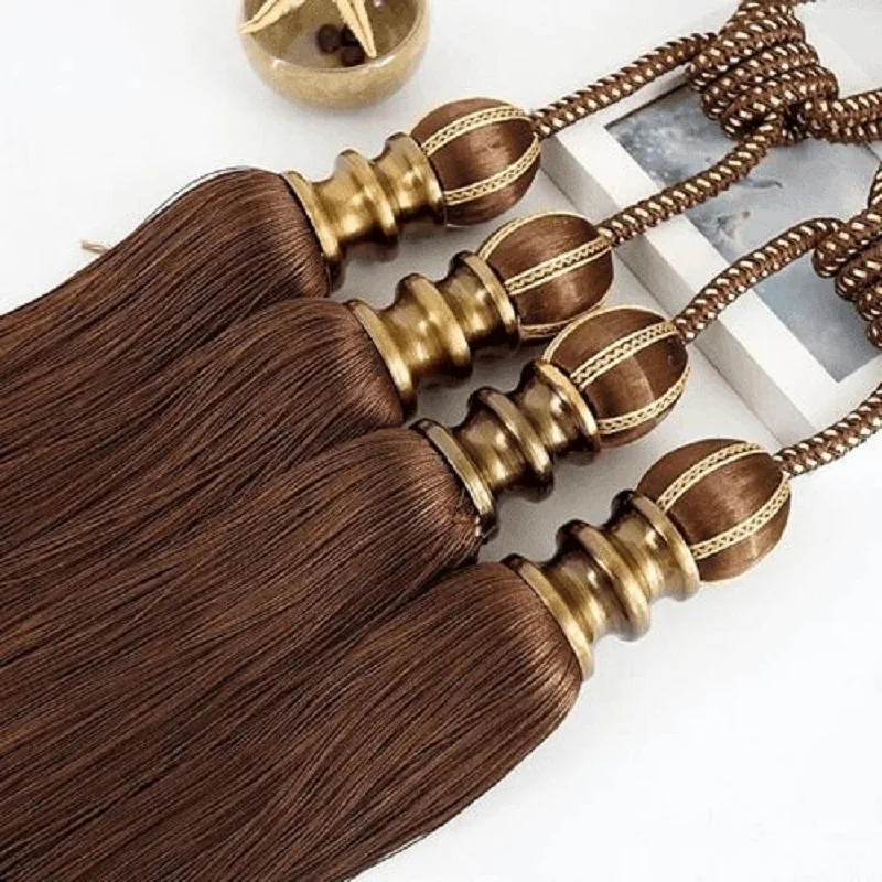 

4-Pack 1-Pair Villa Curtain Tie Cord Double Ball Zip Ties Binding Rope Tassel European Hook Curtain Fastener Straps