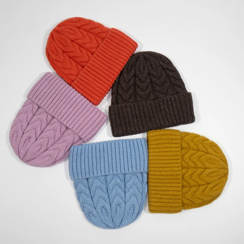

Winter Hat Wool Knit Beanie Women Autumn Warm Accessory For Skiing Outdoor Sports Cycling