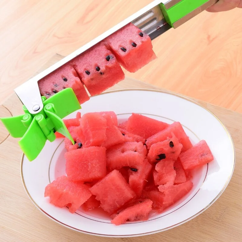 Stainless Steel Watermelon Slicer Cutter Windmill Shape Design Kitchen Gadgets Salad Fruit Slicer Cutter Tool