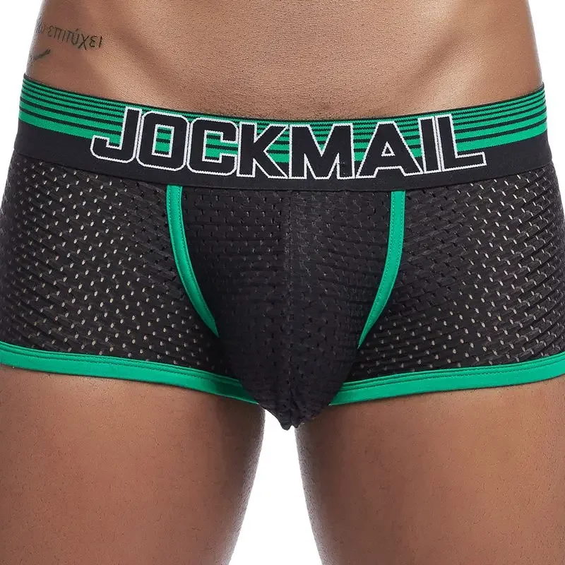 Трусы-боксеры JOCKMAIL мужские хлопковые, пикантное нижнее белье, однотонные дышащие шорты в полоску, шорты-боксеры