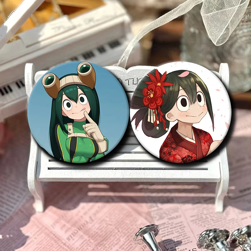 58mm Cartoon Character Tsuyu Asui Soft Button Pin Hero Anime Brooch Creative Badge for Backpack