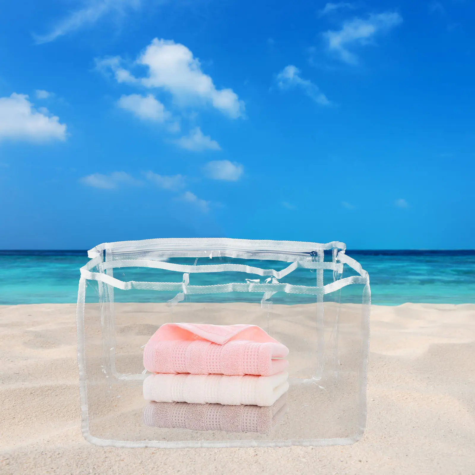 

Large Transparent Beach Bag Clear Storage Tote for Women Travel Outdoor Swimming Pool Use Portable Lightweight Zipper