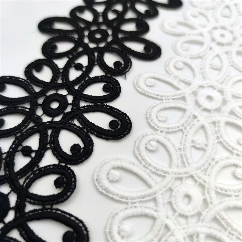 Black White Lace Appliques Embroidered Net Lace Fabric Trim Ribbons DIY Sewing Handmade Craft Materials