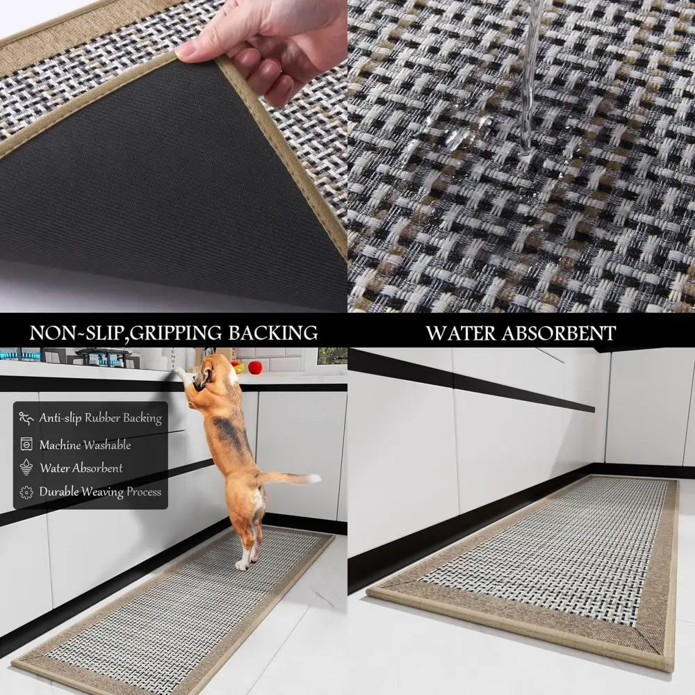

Non-Slip Washable Rubber Backed Kitchen Runner, Super Absorbent Floor Mat, 25x59 Inches, Brown