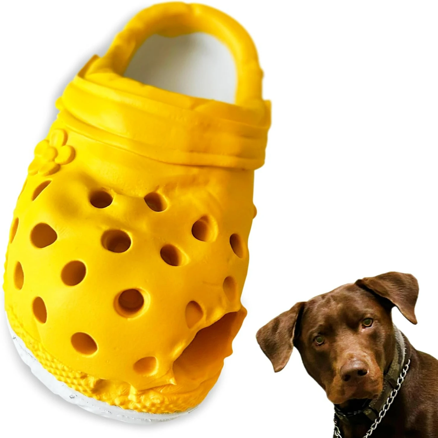 

Long Lasting Indestructible Tough Rubber Slipper Dog Toy - Interactive Ideal Toy for Aggressive Chewers of All Breeds - Durable
