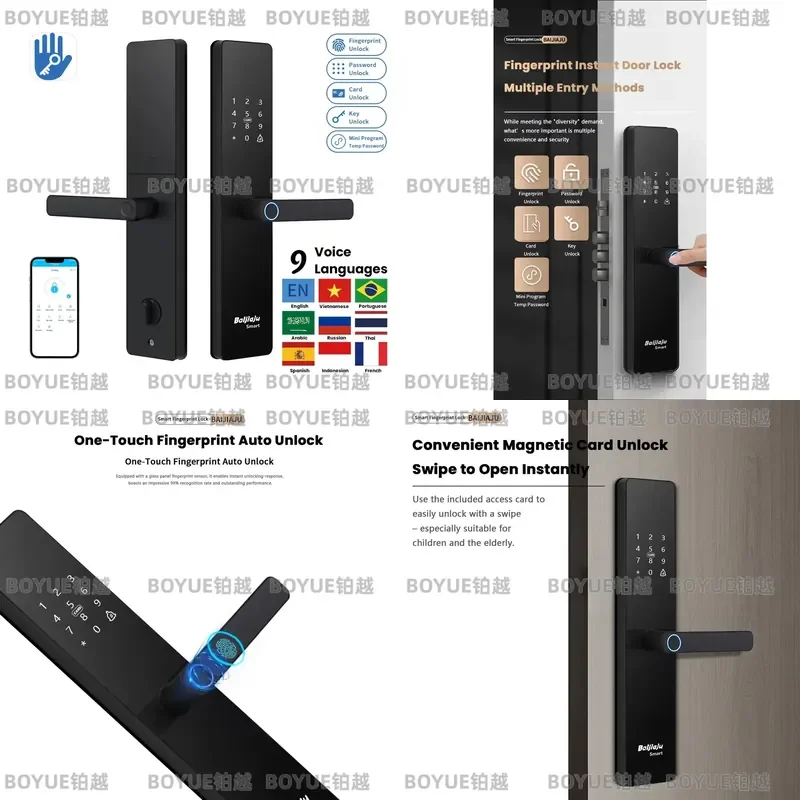 for TTlock App Remote Control Electric Door Lock Smart Fingerprint Password Key Card Digital Smart Lock for Wooden Steel
