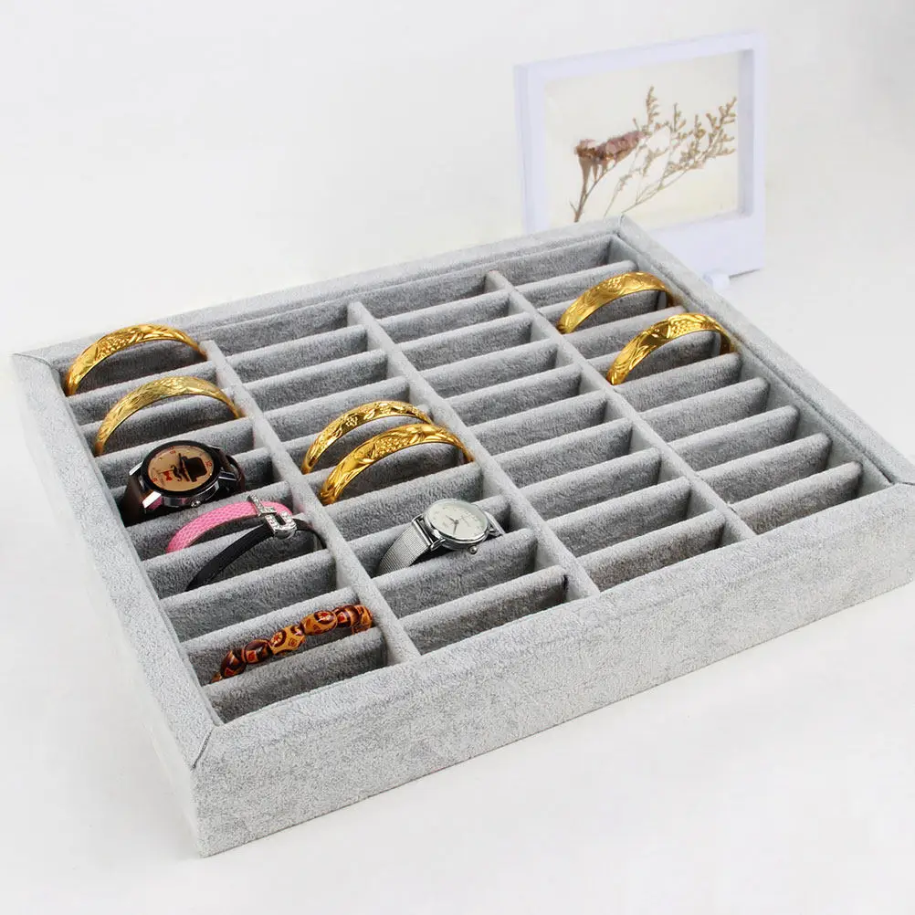 Jewelry Display Rack for Bracelets Earrings Bangle Storage Stand Lightweight Sturdy Grey 4-Row Organizer for Bedroom Bathroom