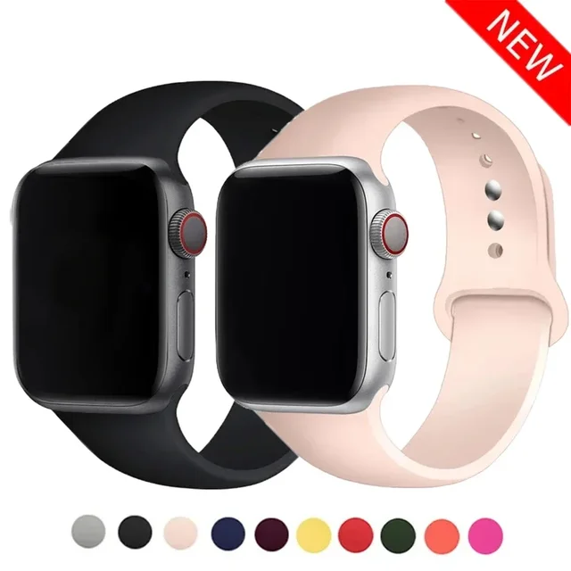Silikon sportowy do Apple Watch Ultra Band 49mm 40mm 44mm 42/38mm Bransoletka z miękkiej gumy iWatch series 9 8 7 6 SE 5 41mm 45mm Pasek