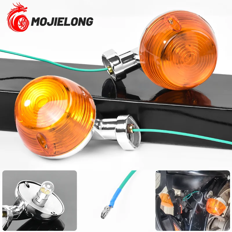 JH70 motorcycle indicator lights - Retro round turn signal lights for Honda XL100, C70. Turn signals - Circular zinc metal.