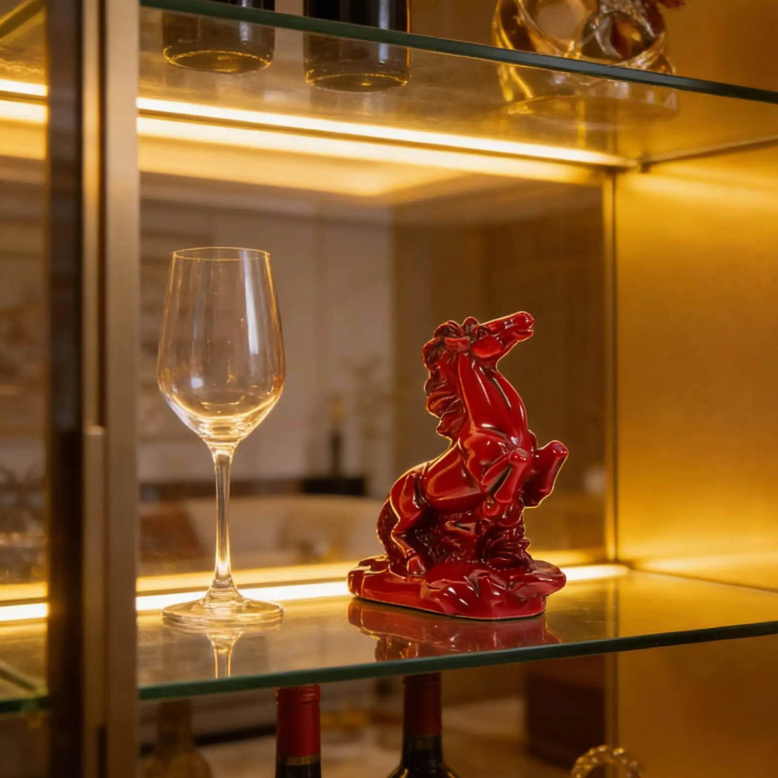Horse Statues Red Cultural Ornament Collectible Horse Collectibles Decor for Adults Men Women Family Friends Holiday Indoor Home