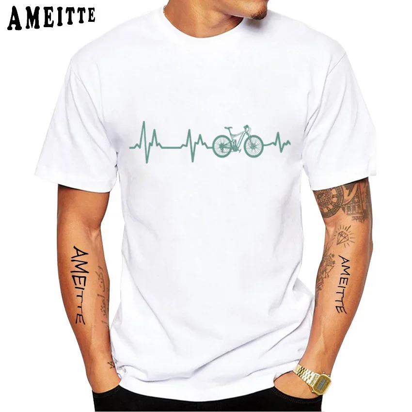 Cycologist Heartbeat Funny Cycling Bicycle Cyclist T-Shirt Men Short Sleeve Summer Bicycle Sport Boy Tops Bike Rider Casual Tees