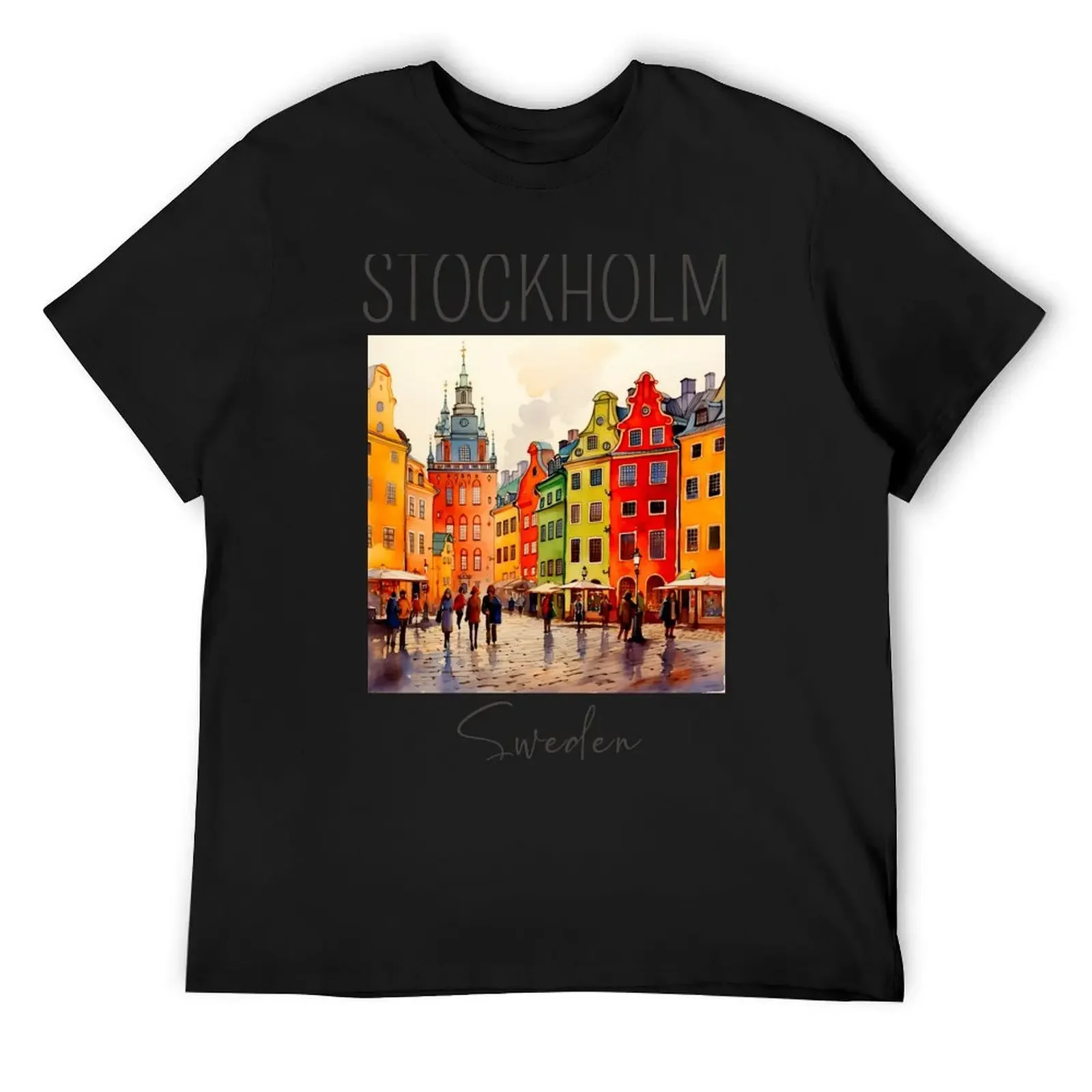 A Watercolor Design of Stockholm - Sweden T-Shirt Blouse plus size clothes clothes for men