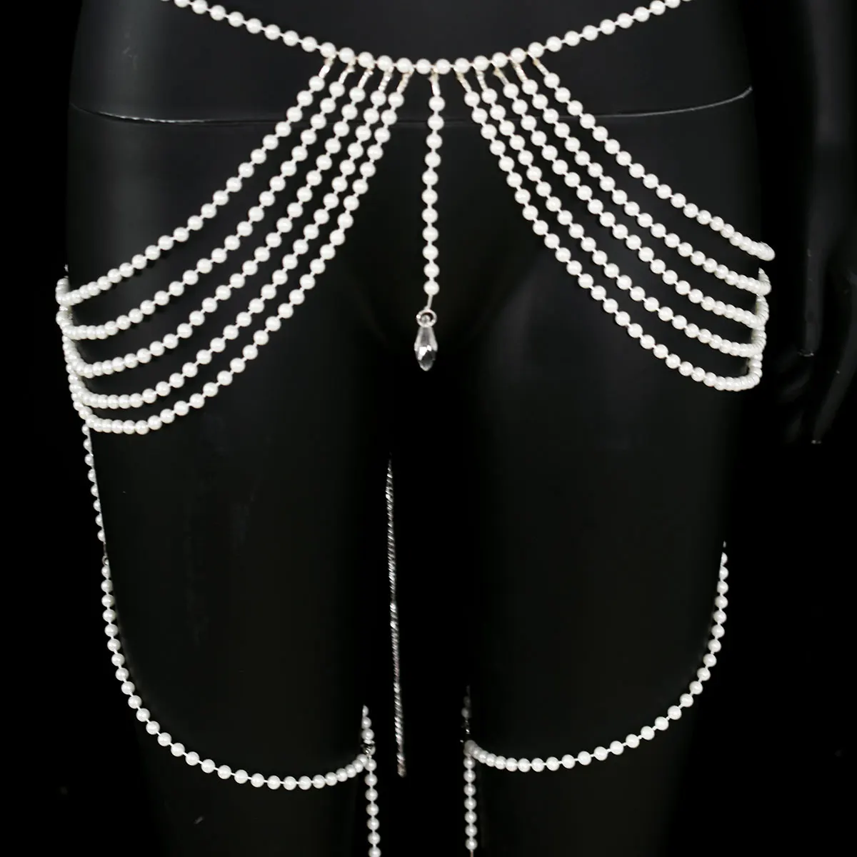 Simple Sexy Women\'s Body Chain With Faux Pearl  Fashion Stage Performance Personality Tassel Accessories Leg Chain