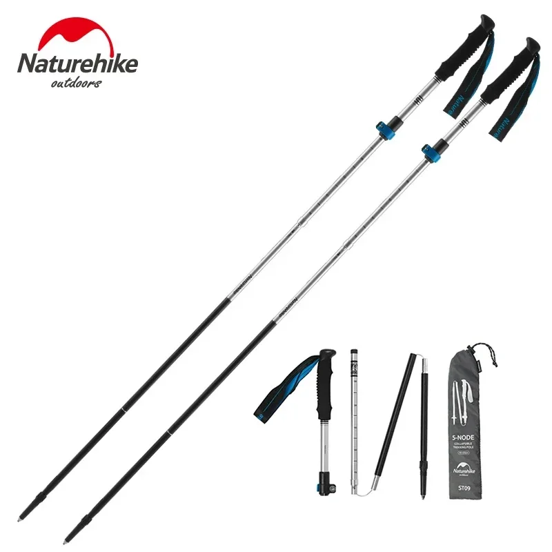 

Naturehike 2pcs Trekking Poles Folding Hiking Stick Five-section Folding Sticks Lightweight Walking Sticks Climbing Stick