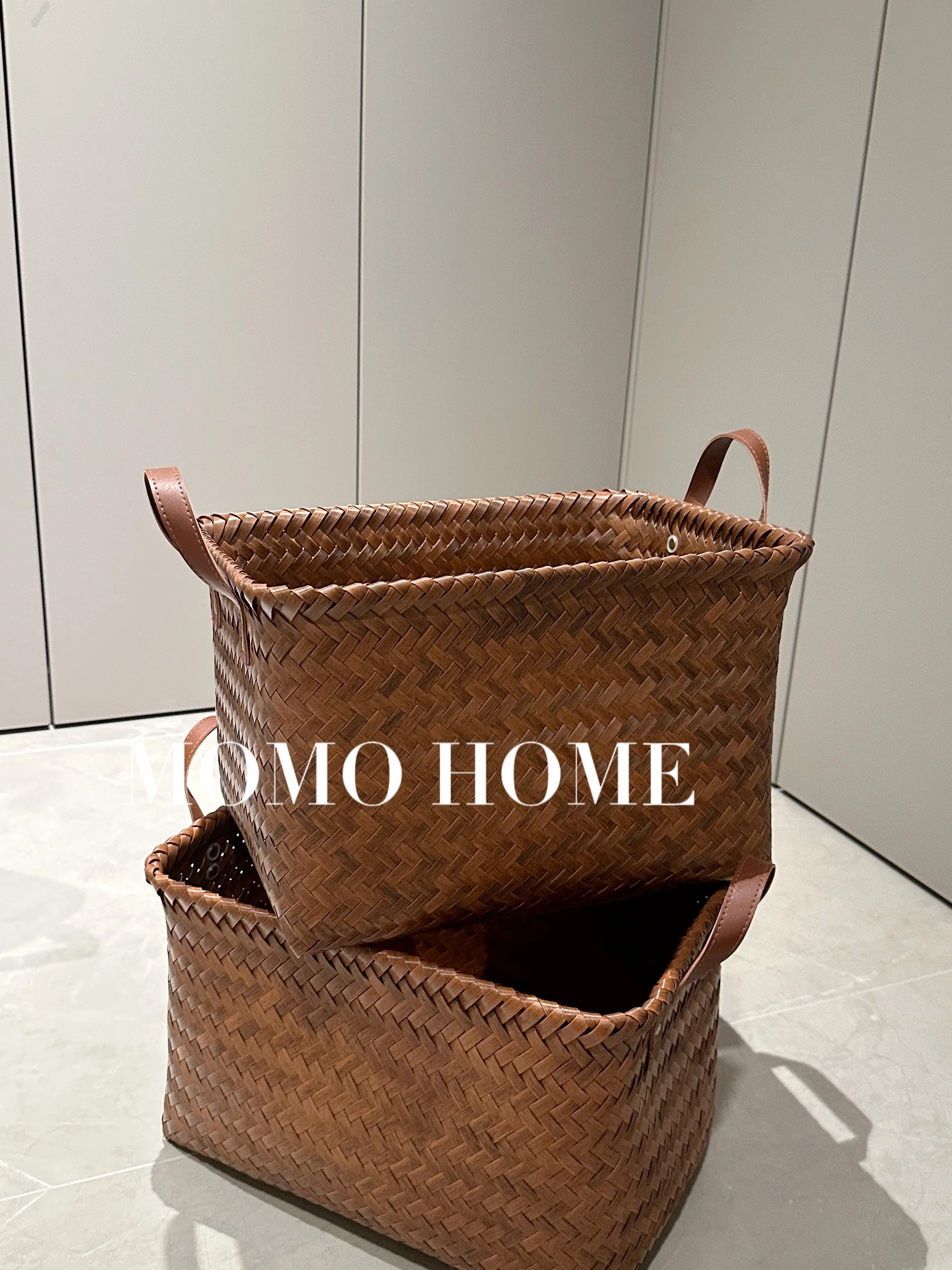 MOMO Home Dirty Clothes Storage Basket Dirty Clothes Basket Put Clothes Snacks Toys Bamboo Imitation Rattan Storage Basket