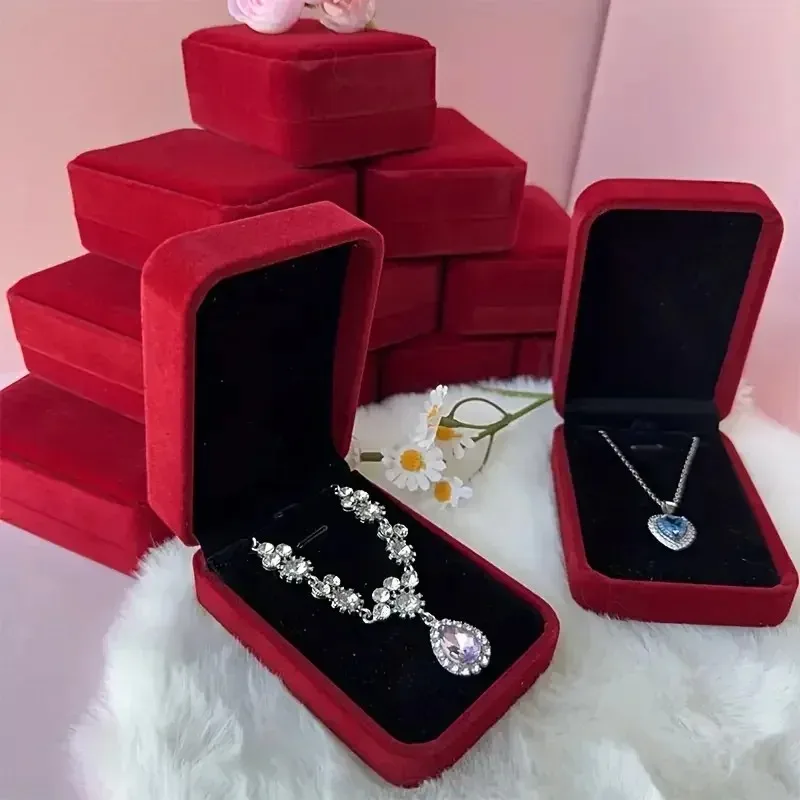

Velvet Necklace Box Pendant Box Jewelry Organizer Gift Packaging Box Jewelry Storage Container For Trinket