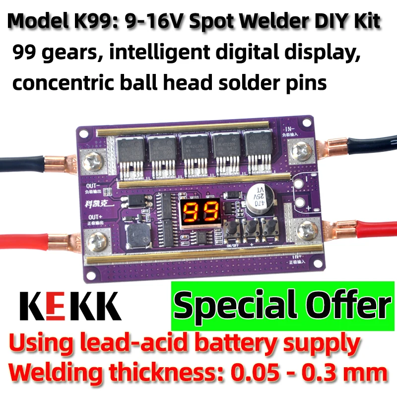 K99 Mini Spot Welder 99 Gears Mini Spots Welding Machine Control Board for 18650 Battery 0.1-0.3mm Nickel Sheet