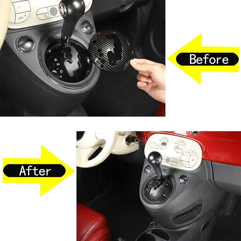 

1Pcs ABS carbon fiber For Fiat 500 2011-2019 Car styling gear display frame cover sticker car interior protection accessories