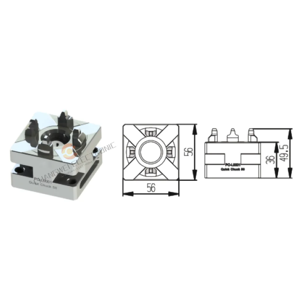 Precision CNC Carving Small Copper male manual chuck D56-60mm Square Electrode Holder for EDM Spark Machines ER And 3R Interface