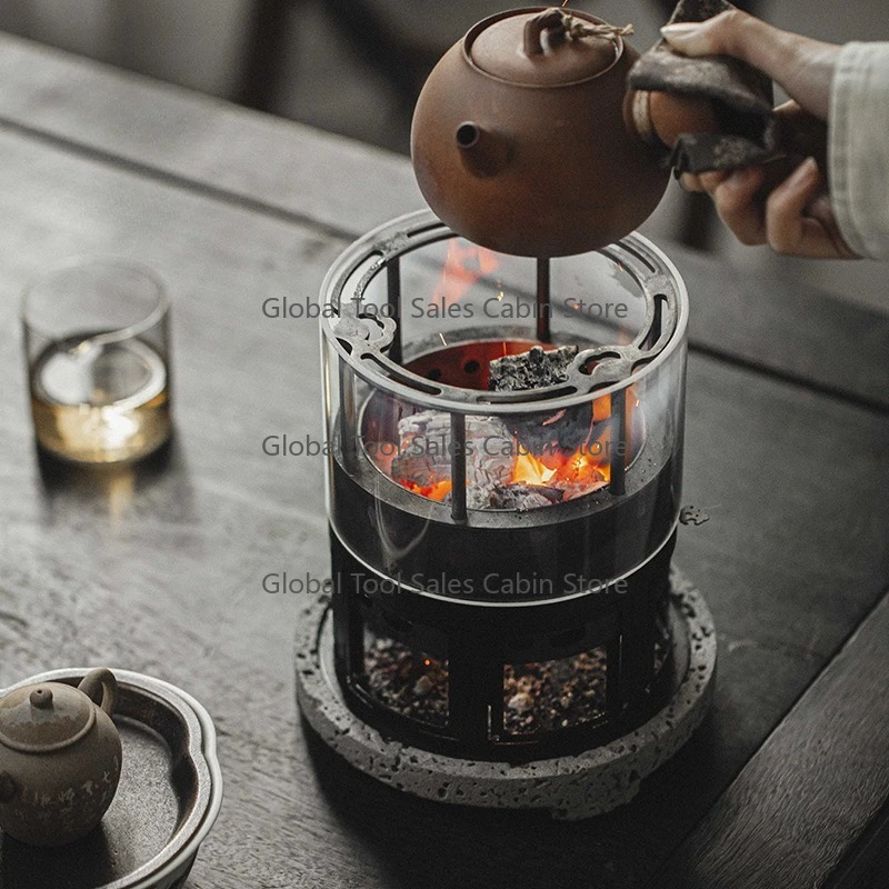 Household Charcoal Fire Tea Stove Teapot Set Traditional Woodburning Tea Maker for Outdoor Camping And Home Use
