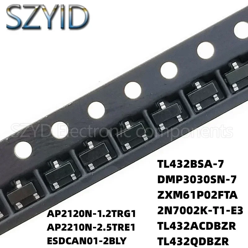 100PCS SOT23  ESDCAN01-2BLY TL432BSA DMP3030SN-7 ZXM61P02FTA 2N7002K-T1-E3