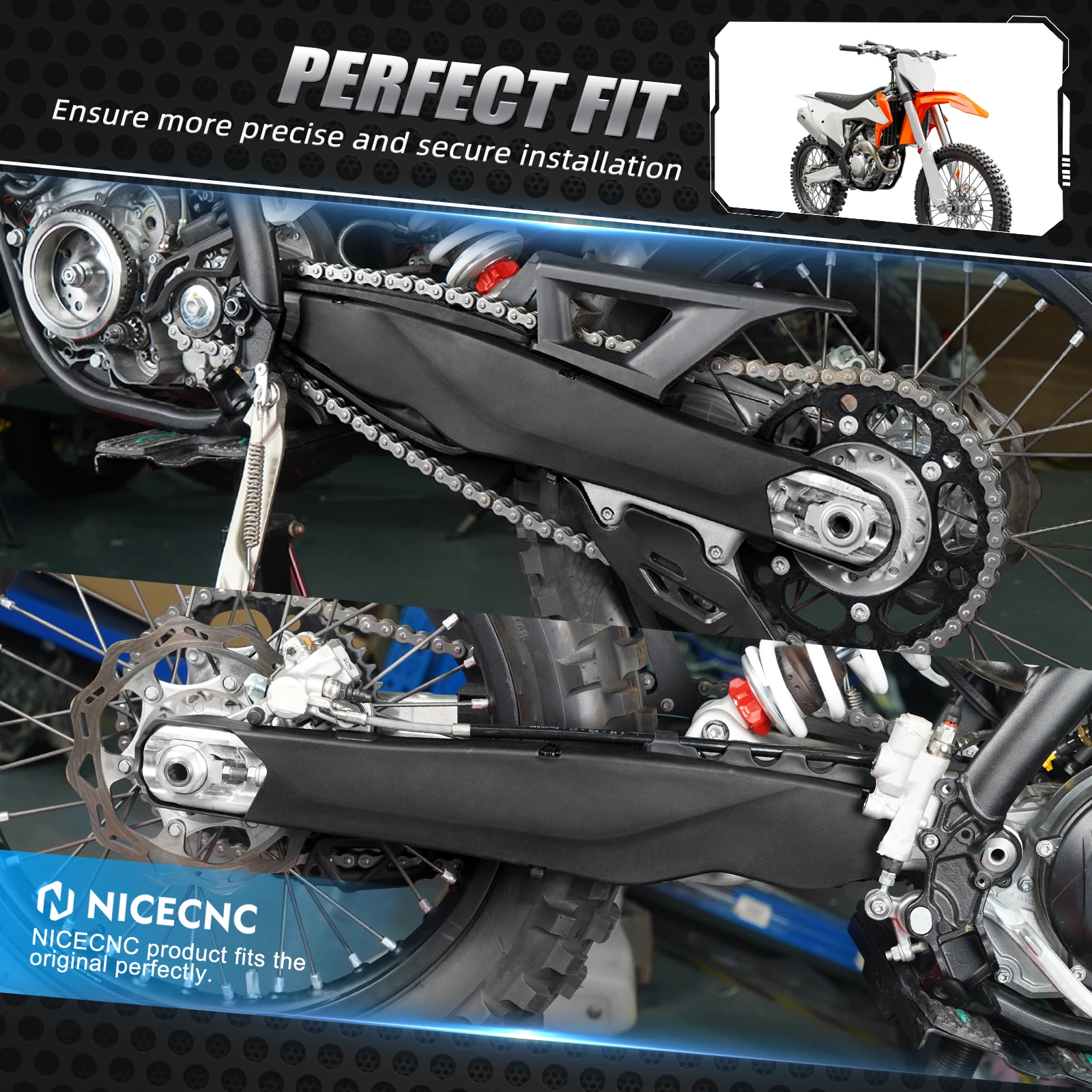 NICECNC Per Husqvarna TE 300 TE 250 FE 250 FE 350 FE 450 501 2024-2025 Protezioni forcellone posteriore per GasGas EC 300 KTM EXC 300