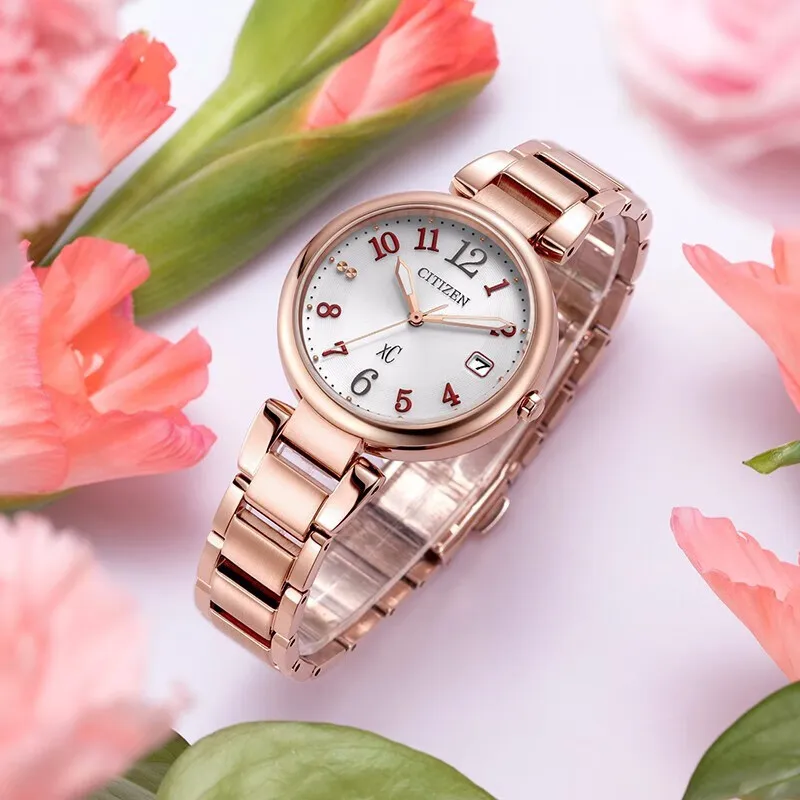 CITIZEN Original  Women Watch Quartz   Fashion  Elegant  Watch  Stainless Steel Pink Gold Strap Women\'s  Watch  lady girls  gift