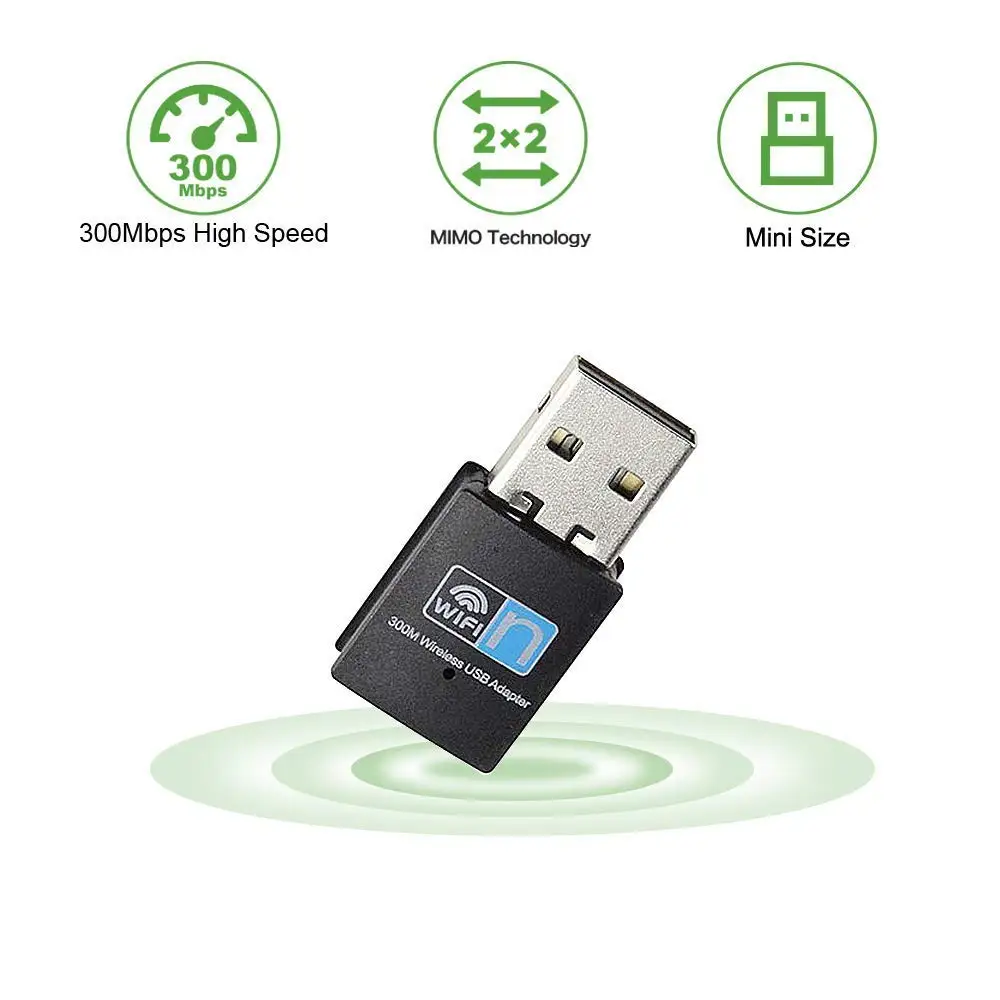 300Mbps Wireless USB Adapter Bongle Nano Ultra Design Network Card LAN Adapter for Windows Linux Mac OS
