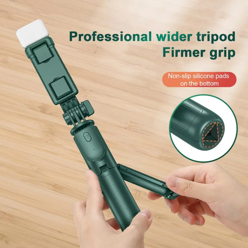 安定した三脚付きのステンレス鋼の自撮り棒,取り外し可能なワイヤレスリモコン,ライトデザイン,耐久性のある旅行