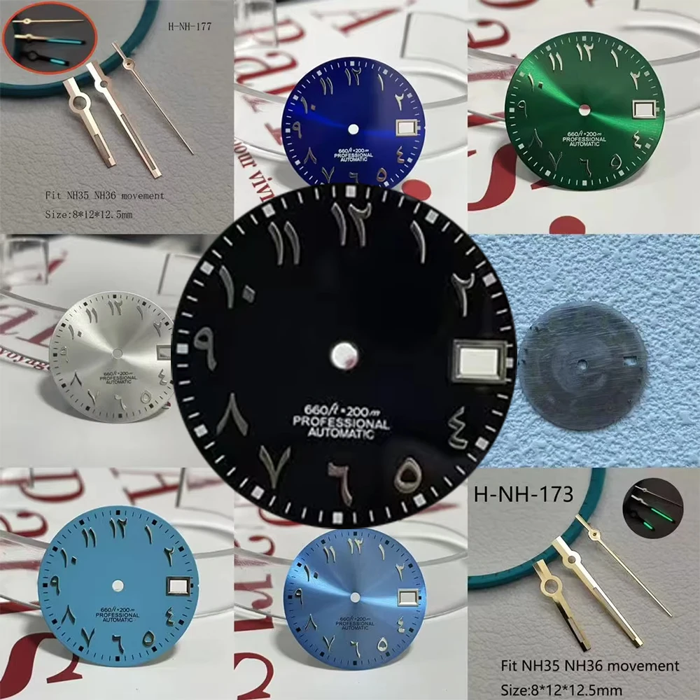 싱글 스카이라이트 28.5mm S 로고 아라비아 숫자 다이얼 nh35 36 무브먼트 S 시계 부품 무광 시계 수리 도구