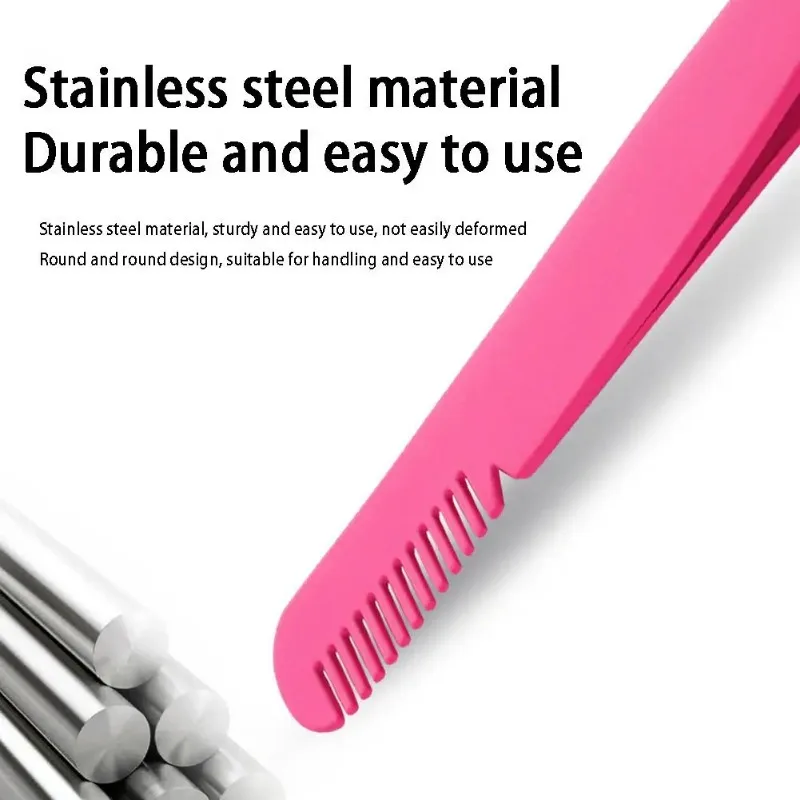 Eyelash Tweezers Stainless Steel Eyelash Extension Tweezer with Comb False Lash Application Tool for Girls Women Beginner Makeup