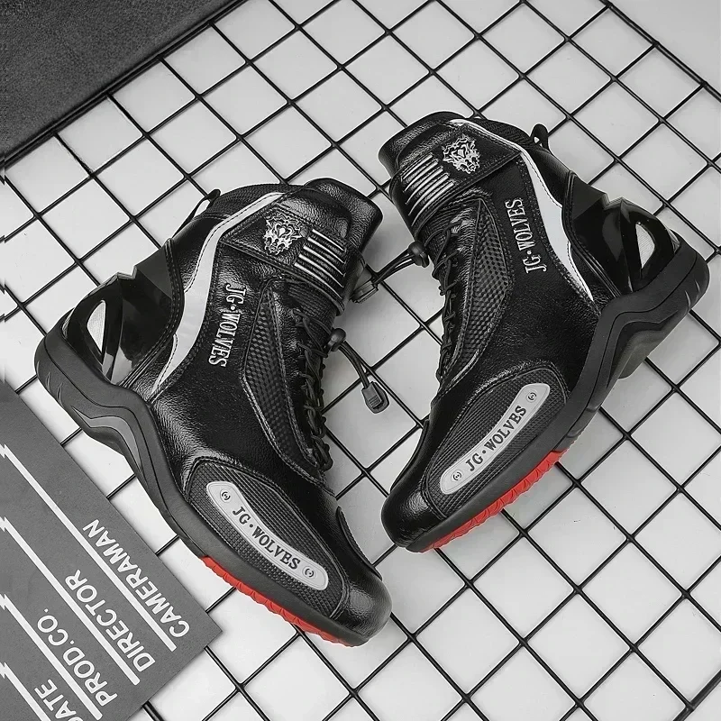 موتوكروس الأحذية عدم الانزلاق دراجة نارية الأحذية لينة الدراجات النارية الأحذية برو التمهيد السائق مقاوم للماء الإكسسوارات موتو القوارب الرجال الأحذية