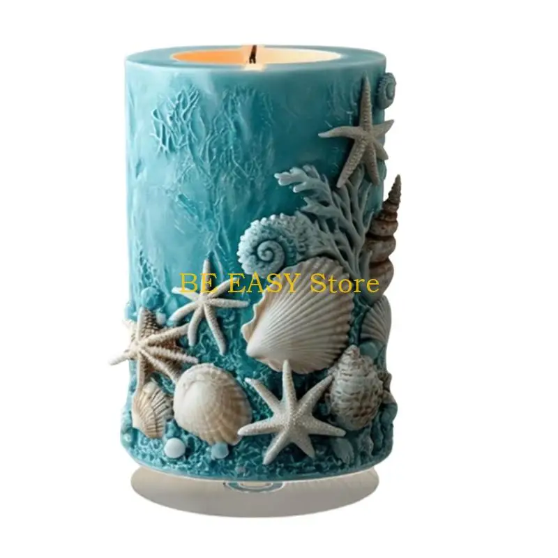 E28F 2D Flat Acrylic Art Plaque Tabletop Decoration Ornament Beach Styles Candle Statues with 360° Rotation Base Home Decors