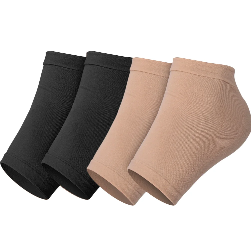

2Pairs Heel Protector Socks Silicone Cover Portable Cushioned Heel Sleeves for Dry Cracked Feet Comfortable Breathable Foot