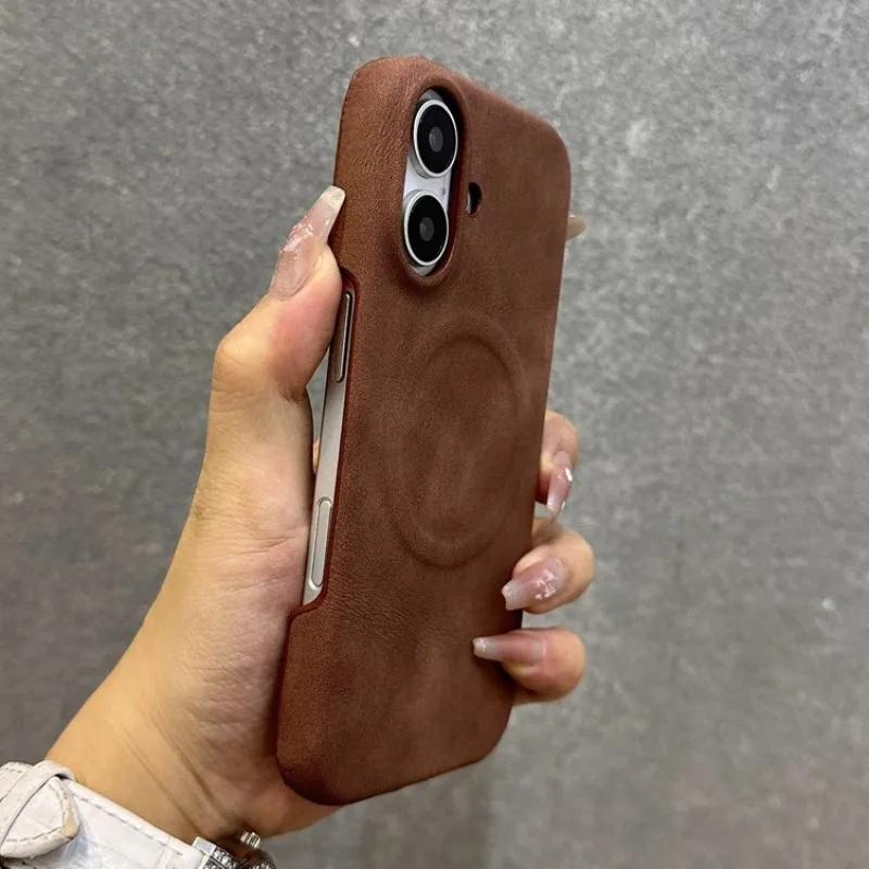 

Magnetic Leather For Magsafe Wireless Charging 16 Phone Case for iPhone 16 15 14 13 12 Pro Max Plus Microfiber Shockproof Cover