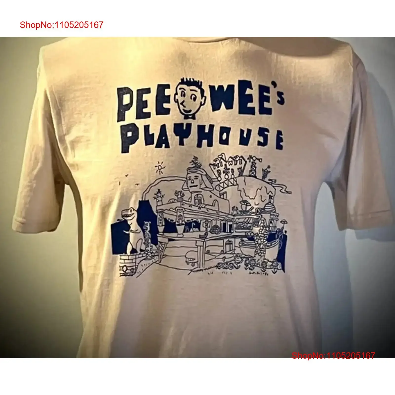 قميص Pee Wee Herman مسرح أبيض T جميع المقاسات XB568 عتيق مغسول وممتد برسومات أوم كاجوال للجنسين