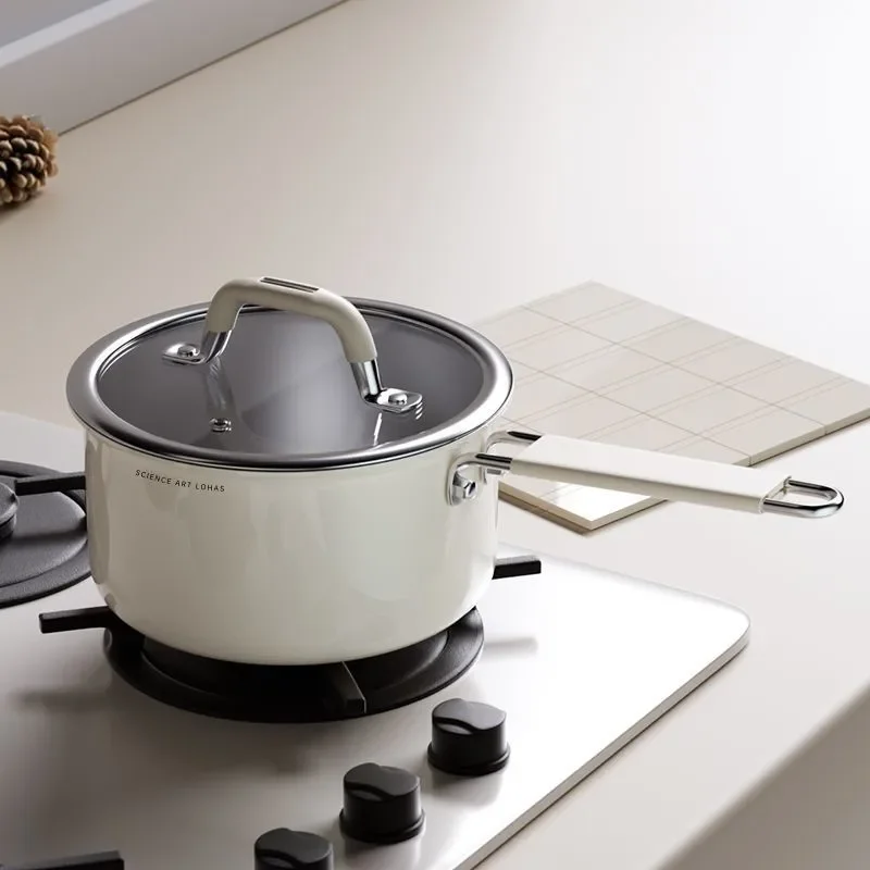 316L Stainless Steel Ceramic Milk Pot Uncoated And Non Stick Durable Household Complementary Food Pot Small Soup Milk Pot ZI220