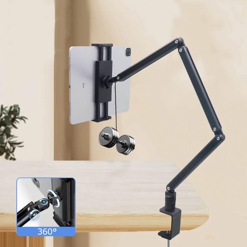 

4.7-17.3inch Desktop Fixed Rotating Three-fold Adjustable Telescopic Monitor Stand For Phones Tablets Online Live Office Stand