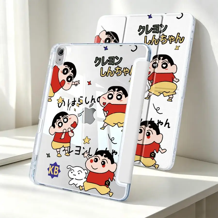 With Pen Slot Cover Tablet Case For Samsung Galaxy Tab A8 S10 Lite A9 Plus S9 Plus A11 S7 FE S8 C-Crayon S-Shinchan Funny