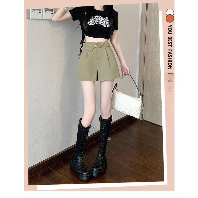 Women's Summer Style Wear Spring Fashion Slimming All-in-one A-line Pants Wide Leg Casual Pretty Pants High-waisted Suit Shorts