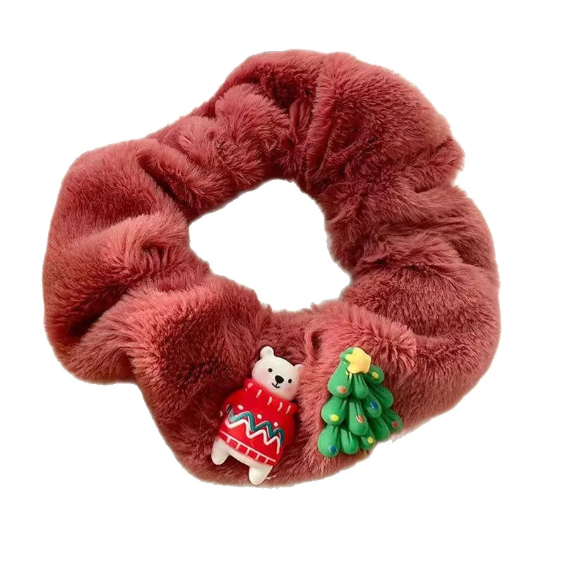Плюшевые резинки для волос для женщин, набор рождественских резинок для волос с рисунком снеговика, праздничные аксессуары для волос для девочек