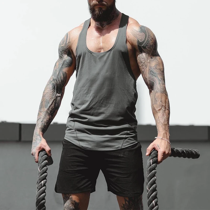 Fashionable Slim Sleeveless Mens Tank Tops Spring Summer Casual Elastic Breathable Quick-dry Vest For Men Gyms Sports Camisoles