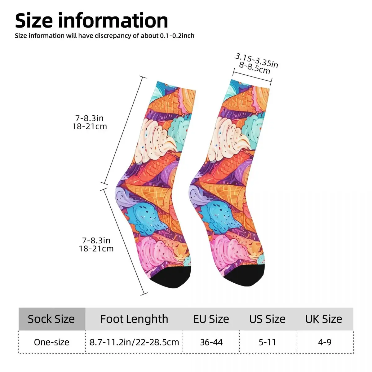 Melted Chocolate Vanilla Ice Cream Sock Printed Man Polyester