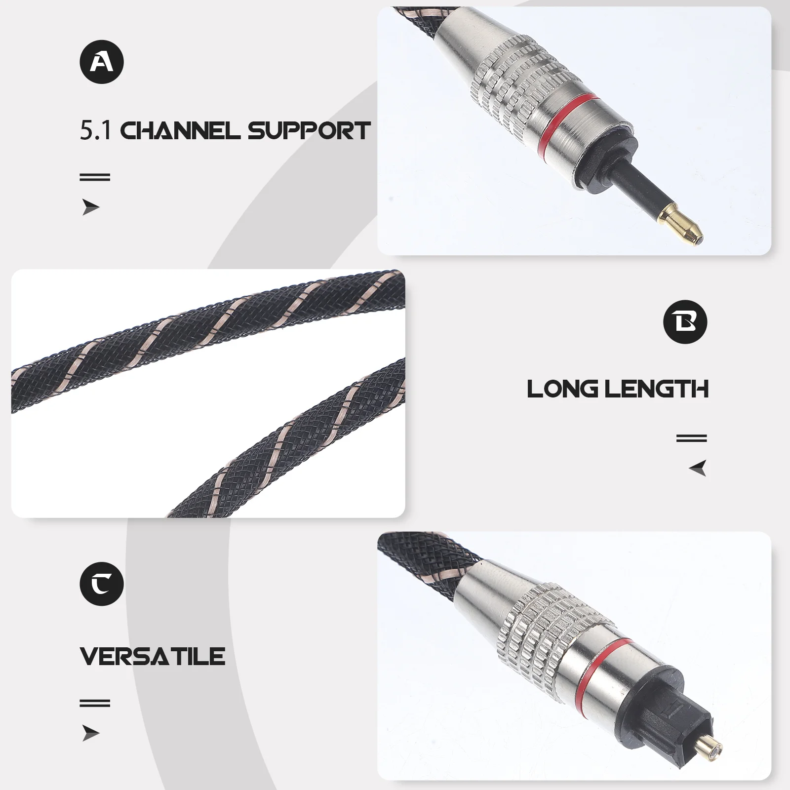 

Optical Audio Cable 5.1 Cord High Fidelity Clear Sound Transmission Game Console Compatible