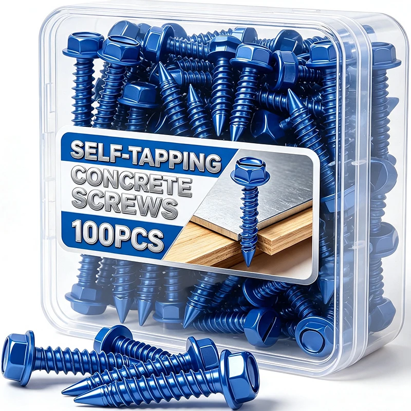 Drywall Anchor Screw - 100/50pc Self-tapping Concrete Screws Brick Masonry
