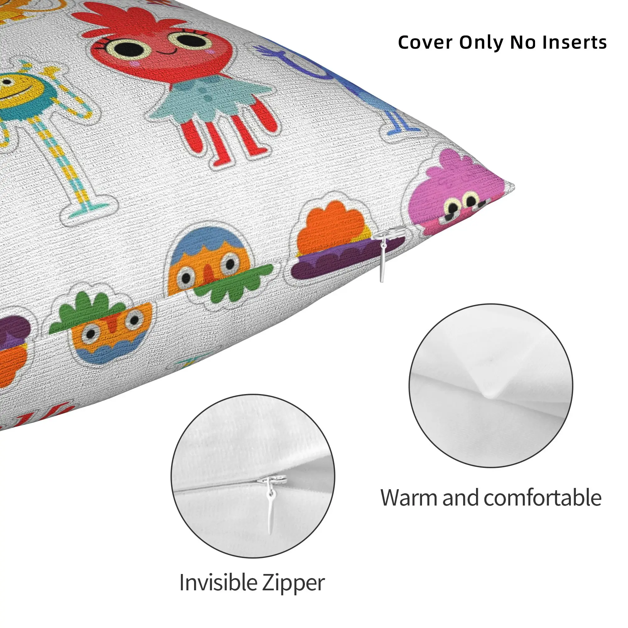 Noodle & Pals Micro Super Simple Pillowcase Soft Polyester Cushion Cover Decor Nursery Rhymes Songs Throw Pillow Case Cover Home