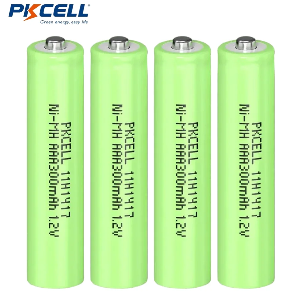 PKCELL 4PCS Rechargeable Batteries AAA 300mAh 1.2v Ni-MH AAA Rechargeable Battery for Power Outdoor Solar Lights