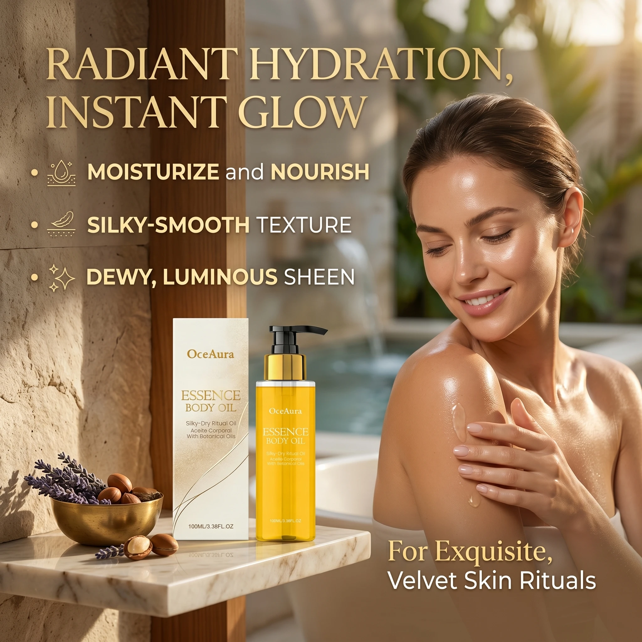 

OceAura Essence Body Oil Even Skin Tone Fades Fine Lines Improve Dullness Oily Face Relief Firm Skin Care Moisturizing Serum Oil